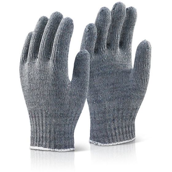 Mixed Fibre Gloves One Size Light Weight 70/30 Cotton Polyester Blend Grey