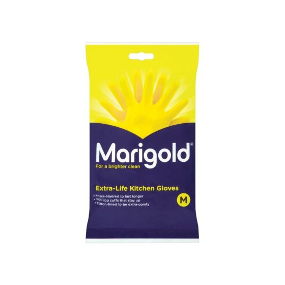 Marigold Extra-Life Kitchen Rubber Gloves triple layered - Medium (6 Pairs)