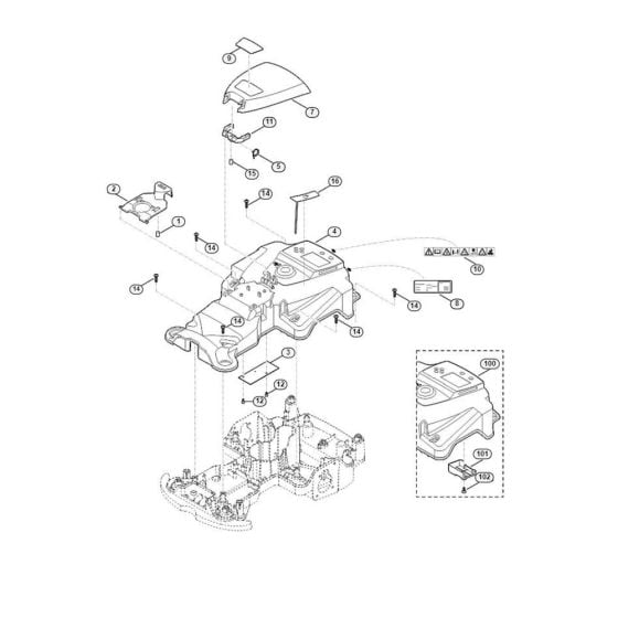 Housing Upper Part Assembly for Stihl/ Viking MI 422.0 P Robotic Mowers