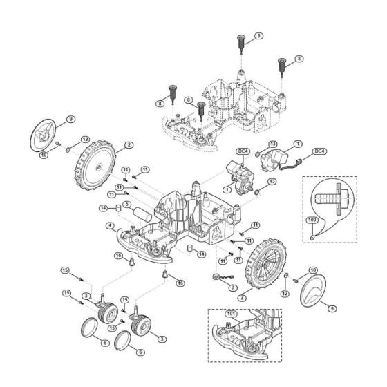 Lower Housing, Chassis Assembly for Stihl/ Viking MI 422.0 P Robotic Mowers