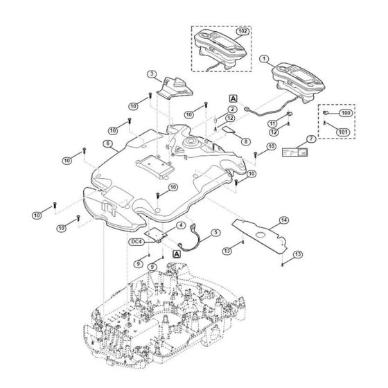 Housing Upper Part Assembly for Stihl/ Viking MI 632.0 PC Robotic Mowers