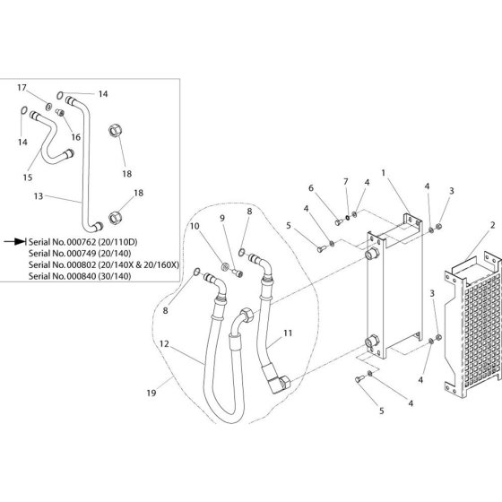 Cooler (Up To March 2009) Assembly for Belle Midi 20-140 (PAN) Hydraulic Power Pack