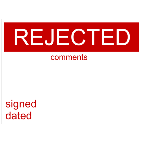 Self Adhesive Label - REJECTED (Pack of 50)