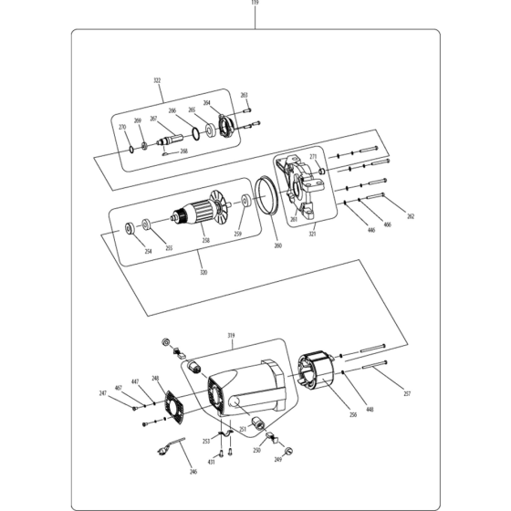 Main Assembly for Makita MLT100 260mm Table Saws