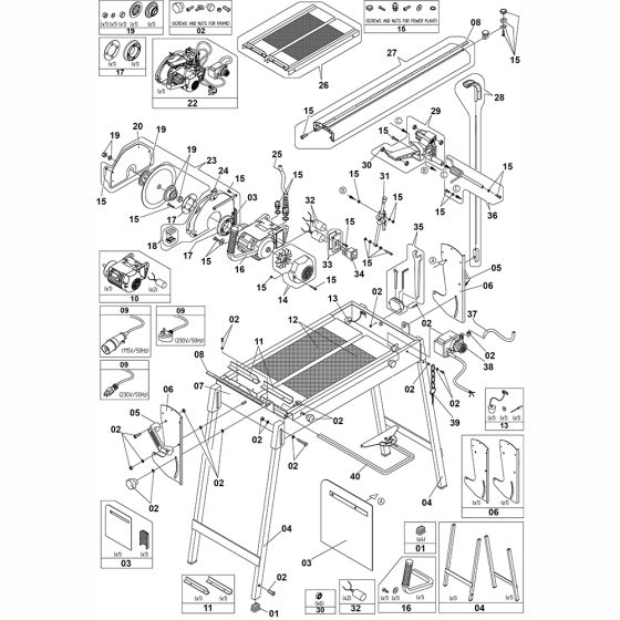 Main Assembly for Altrad Belle Maxitile260 Tile Saw