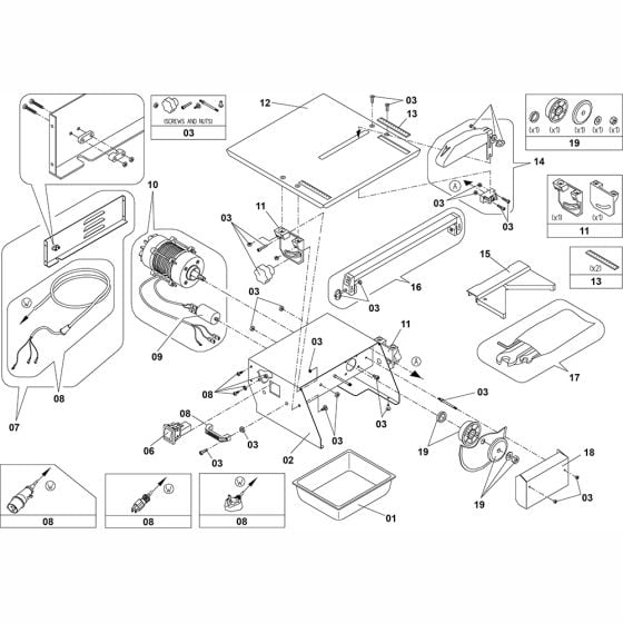 Main Assembly for Altrad Belle Minitile180 Tile Saw