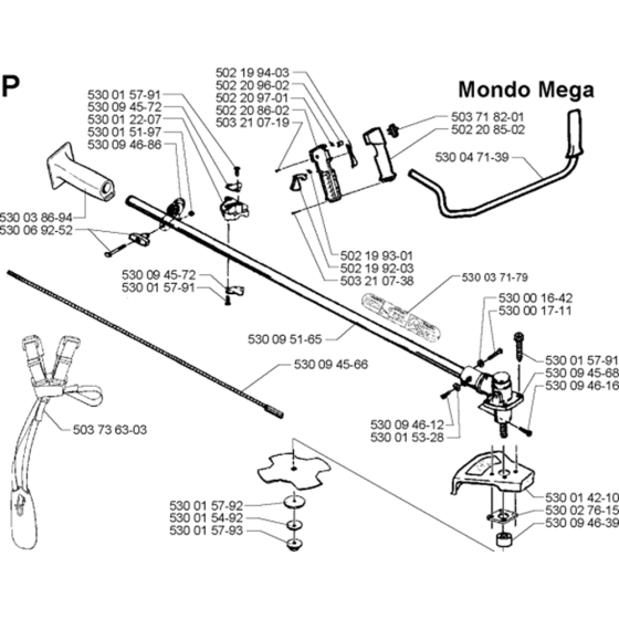 Shift & Handle-3 Assembly for Husqvarna MONDO Edger