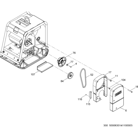 Beltguard/Clutch Assembly for Wacker MPU29 5000630141 (Petrol) Rev. 103 Reversible Plate Compactors