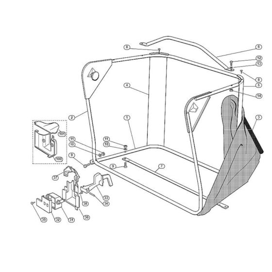 Grass Catcher Bag  for Stihl/ Viking MR 340 Ride on Mowers