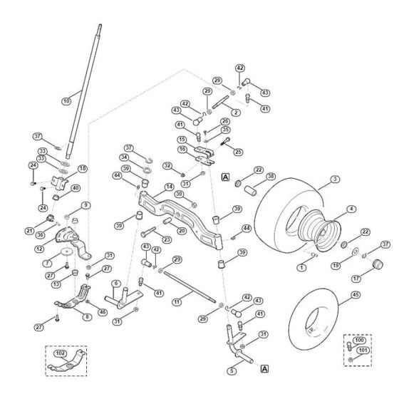 Steering, Front Wheel  for Stihl/ Viking MR 4082.0 K Ride on Mowers