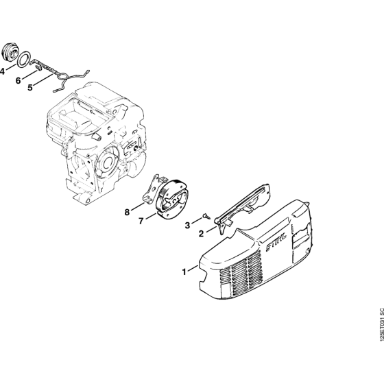 Clutch 33.89, 30.89, 25.84 Assembly for Stihl 009 Gasoline Chainsaws