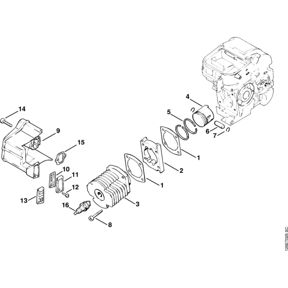 Cylinder Assembly for Stihl 009 Gasoline Chainsaws