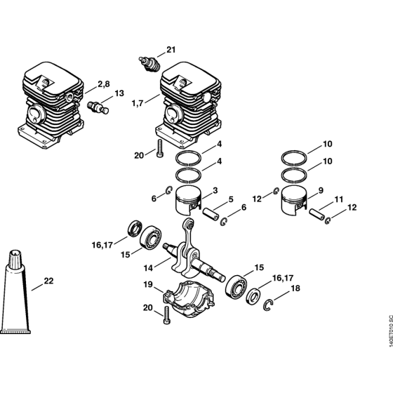 Cylinder Assembly for Stihl 018 Gasoline Chainsaws