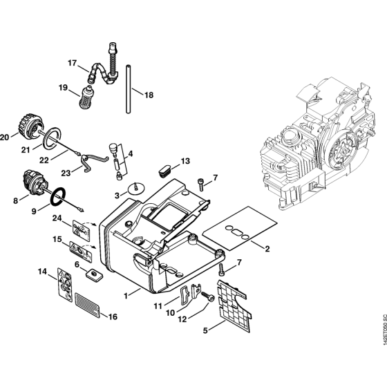 Tank housing 020 T Assembly for Stihl 020 020T Gasoline Chainsaws