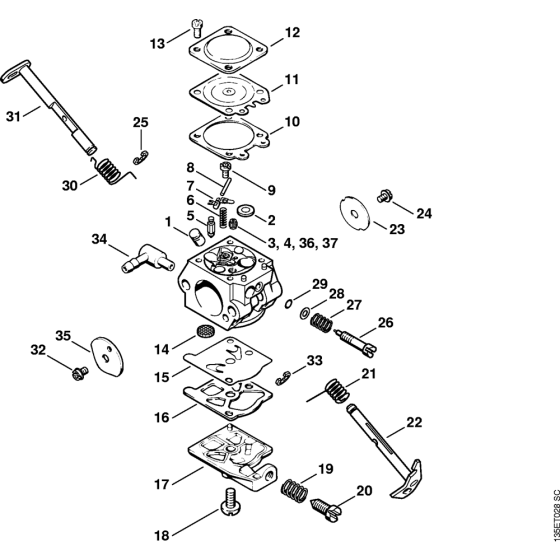 Carburetor 023 L WT-360, WT-396 Assembly for Stihl 021 023 025 Gasoline Chainsaws