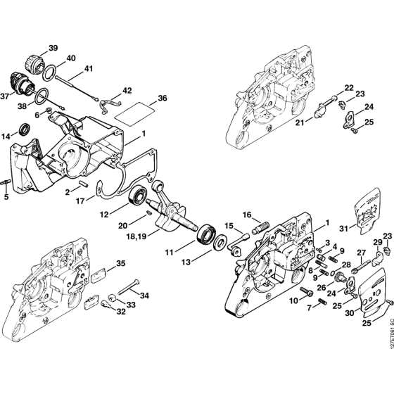 Crankcase Assembly for Stihl 024 Gasoline Chainsaws