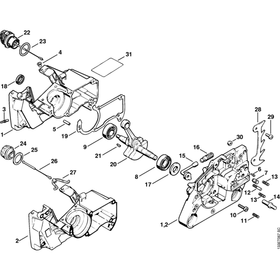 Crankcase Assembly for Stihl 026 Gasoline Chainsaws