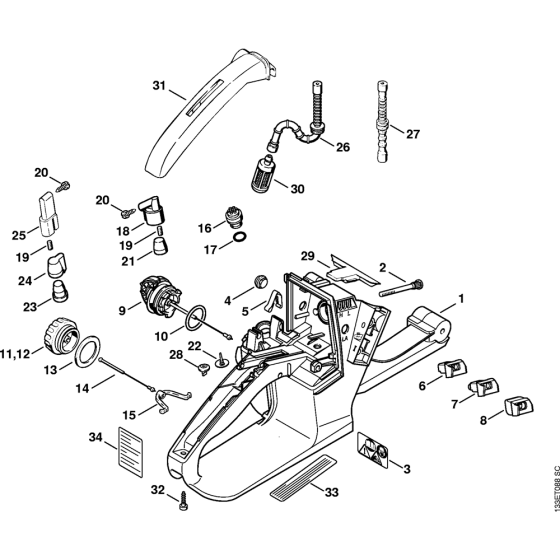 Tank housing Assembly for Stihl 026 Gasoline Chainsaws