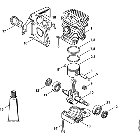 Cylinder 029 Assembly for Stihl 029 039 Gasoline Chainsaws