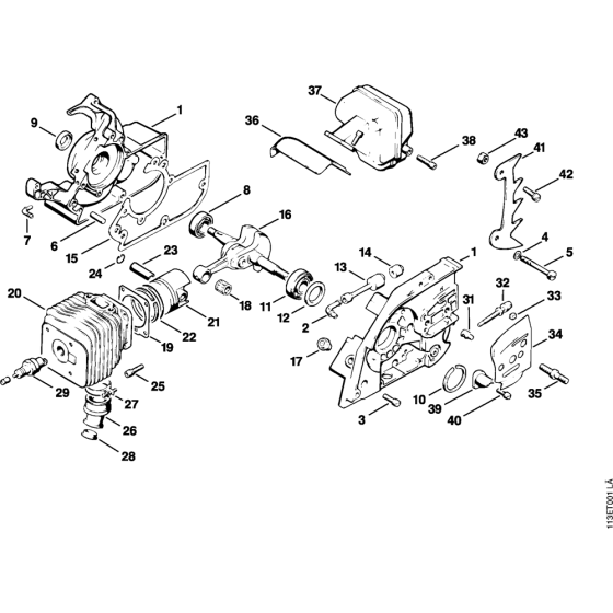 Crankshaft, Cylinder Assembly for Stihl 030 031 Gasoline Chainsaws