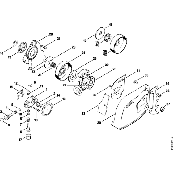 Oil pump, Clutch, Chain sprocket cover Assembly for Stihl 030 031 Gasoline Chainsaws