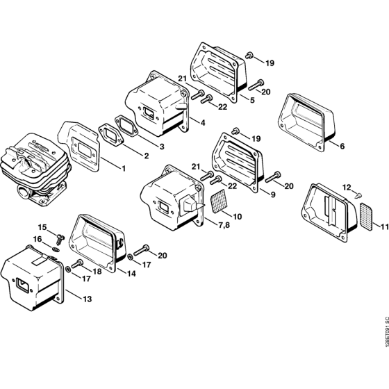 Muffler Assembly for Stihl 034 Gasoline Chainsaws