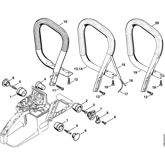 AV system, Handlebar Assembly for Stihl 036 Gasoline Chainsaws