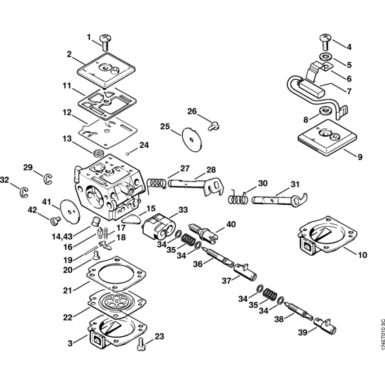 Carburetor C3A-S39, C3A-S52 Assembly for Stihl 036 Gasoline Chainsaws