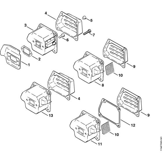 Muffler Assembly for Stihl 036 Gasoline Chainsaws