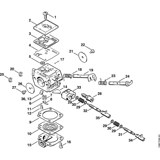 Carburetor C3A-S39 Assembly for Stihl 036QS Gasoline Chainsaws