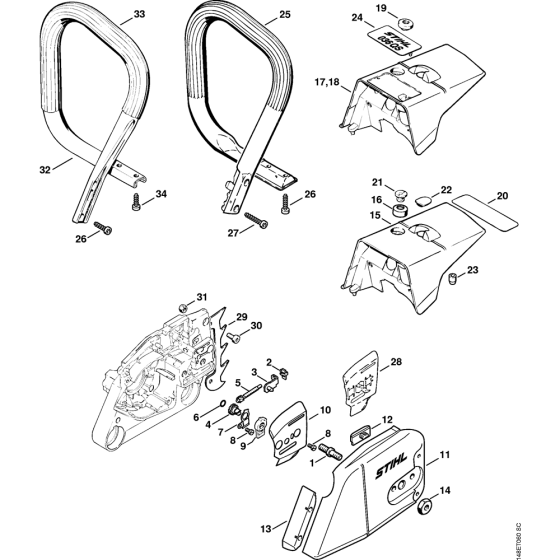 Chain tensioner, Shroud Assembly for Stihl 036QS Gasoline Chainsaws