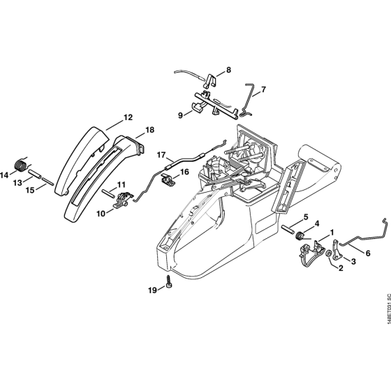 Throttle control 141703419 Assembly for Stihl 036QS Gasoline Chainsaws