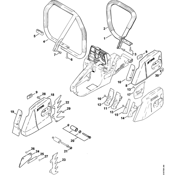 Handlebar, Chain sprocket cover Assembly for Stihl 038 Gasoline Chainsaws