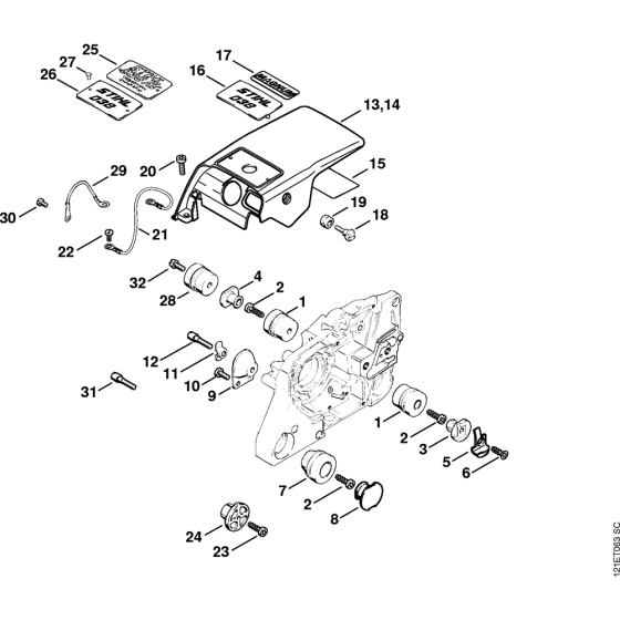 Shroud Assembly for Stihl 038 Gasoline Chainsaws