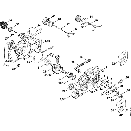 Crankcase, Crankshaft Assembly for Stihl 044 Gasoline Chainsaws