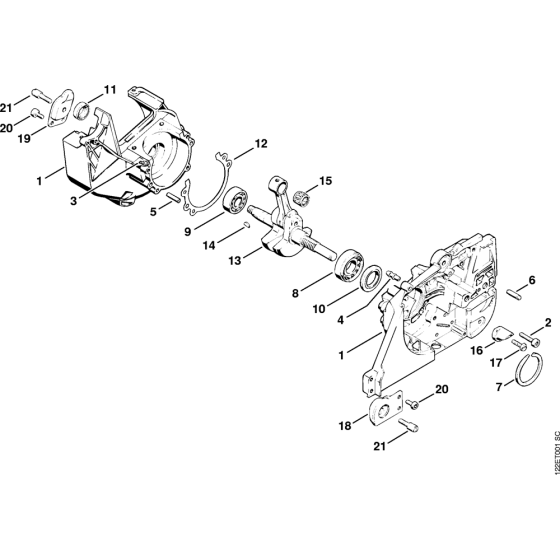 Crankcase, Crankshaft Assembly for Stihl 048 Gasoline Chainsaws