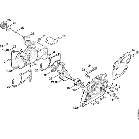 Crankcase Assembly for Stihl 066 Gasoline Chainsaws