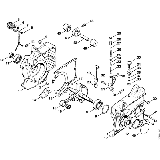 Crankcase, Crankshaft Assembly for Stihl 075 Gasoline Chainsaws