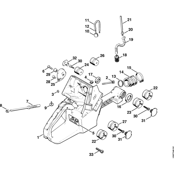 Tank housing, AV-System Assembly for Stihl 084 Gasoline Chainsaws