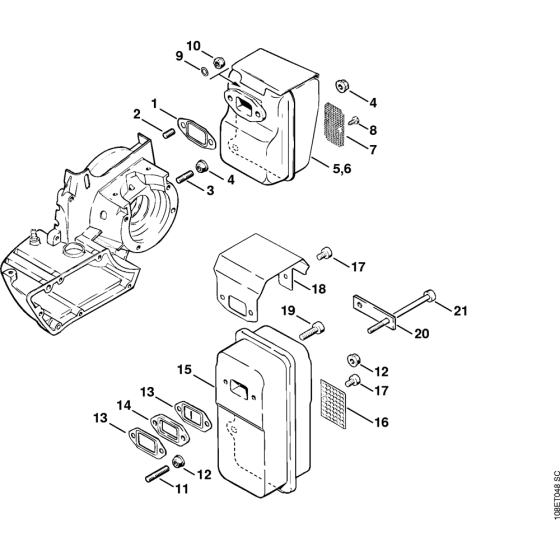 Muffler Assembly for Stihl 08S Gasoline Chainsaws