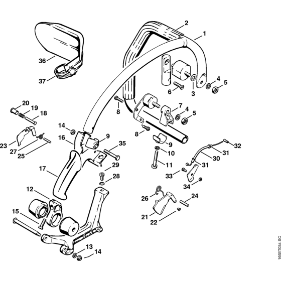 AV-Handle, X 13 281 004 35.84 Assembly for Stihl 090 090G Gasoline Chainsaws