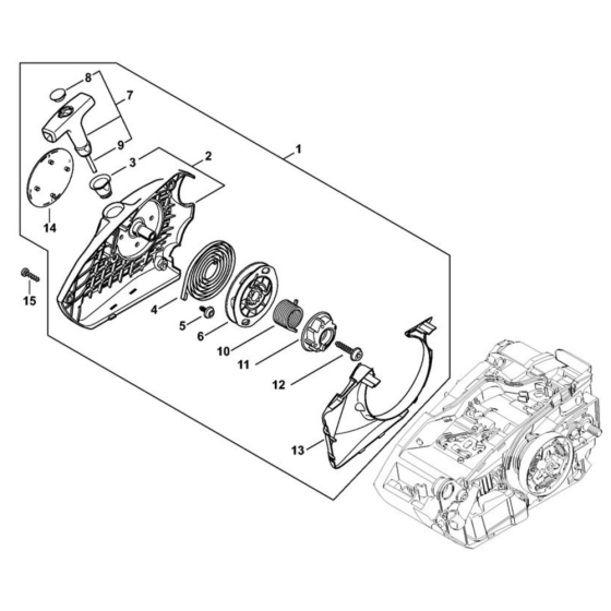 Rewind starter for Stihl MS 151 Chainsaw