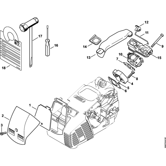 Air filter & Tools Assembly for Stihl MS190T Chainsaws