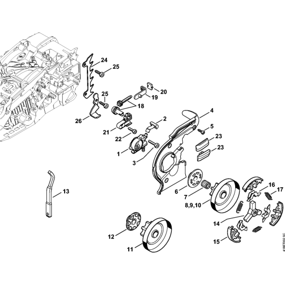 Oil pump & Clutch Assembly for Stihl MS193C Chainsaws