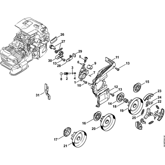 Oil pump & Clutch Assembly for Stihl MS201 MS201C Chainsaws