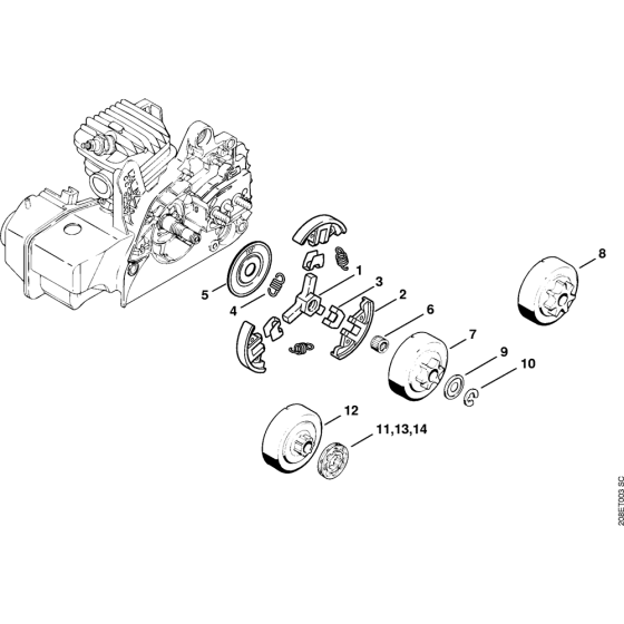 Clutch Assembly for Stihl MS210 MS210C Chainsaws