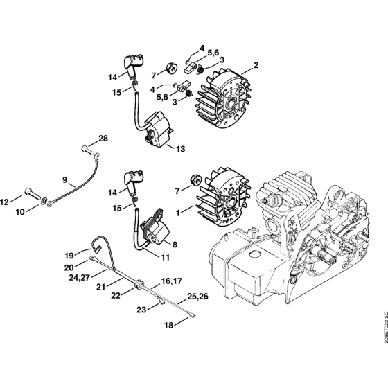 Ignition system Assembly for Stihl MS210 MS210C Chainsaws