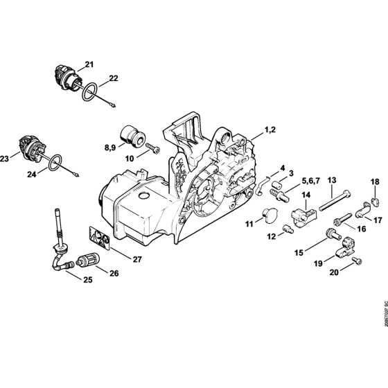 Motor Housing Assembly for Stihl MS230 MS230C Chainsaws