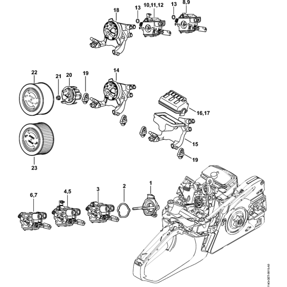 Carburetor bracket & Air filter Assembly for Stihl MS231 MS231C MS251 MS251C Chainsaws