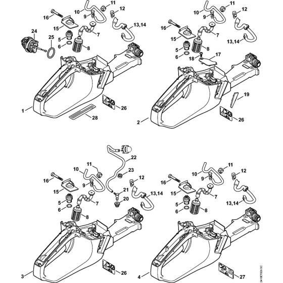 Tank housing Assembly for Stihl MS241C Chainsaws